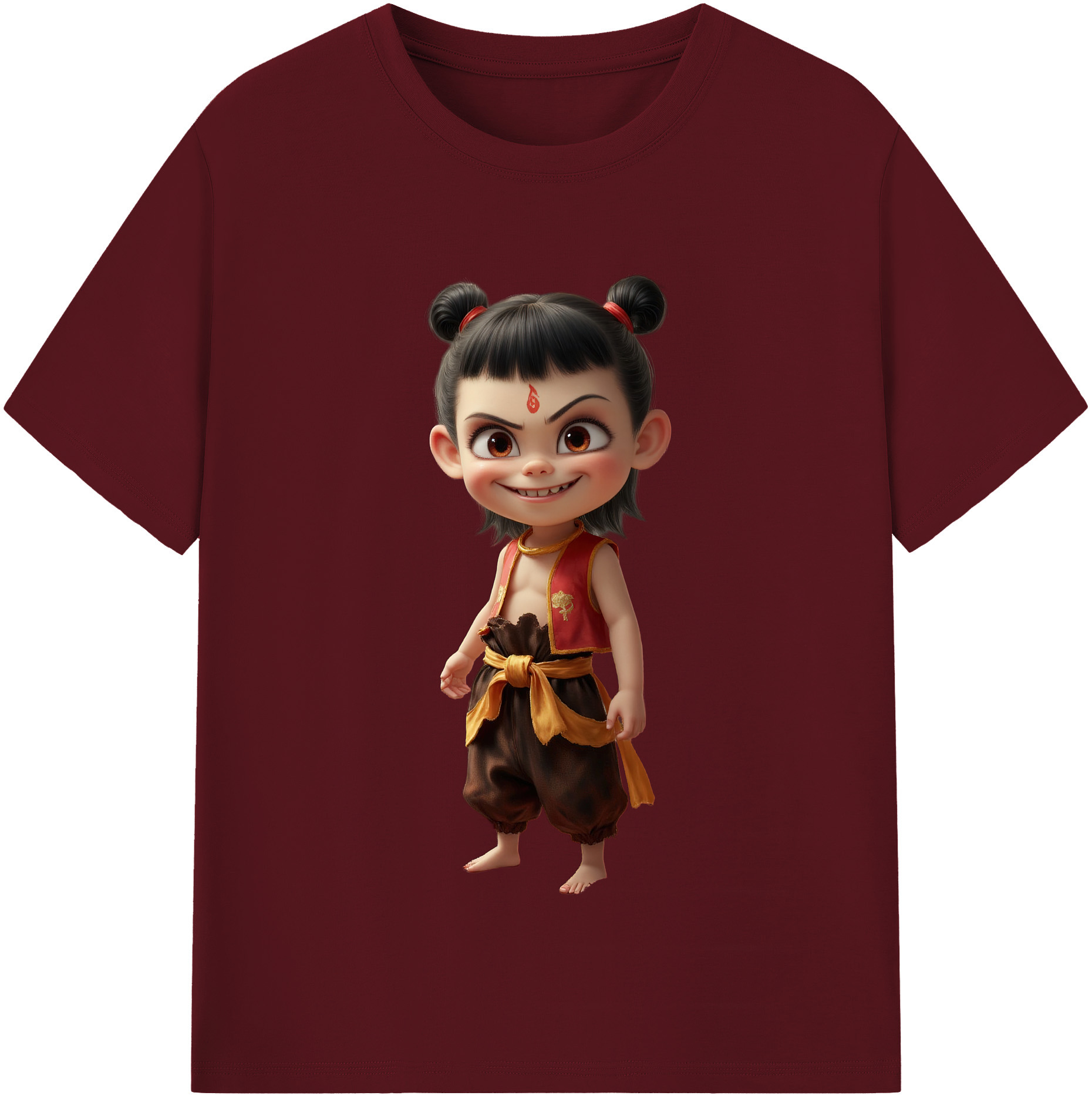 （画像用） Ne Zha 2 ナタ 魔童の大暴れ 綿100％半袖Tシャツ（フロントプリント）
